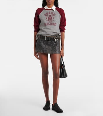 Minigonna in pelle con cintura | Prada