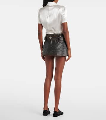 Minigonna in pelle con cintura | Prada