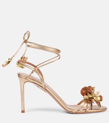Summer Sun 85 metallic leather sandals  | Aquazzura