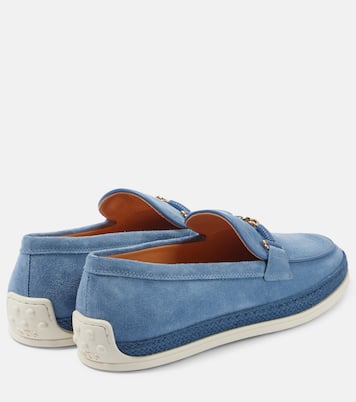 Loafers aus Veloursleder mit Raffiabast | Tod's