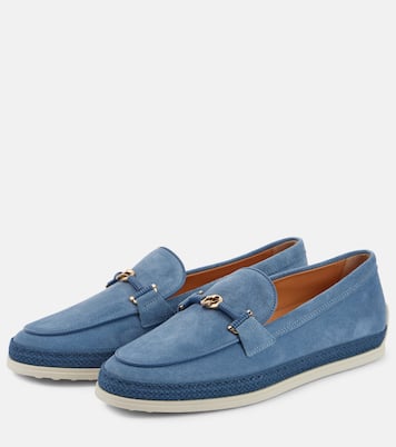 Loafers aus Veloursleder mit Raffiabast | Tod's
