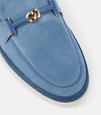 Loafers aus Veloursleder mit Raffiabast | Tod's