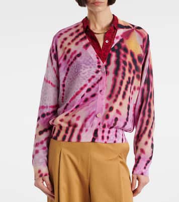 Cardigan in misto cotone con stampa | Dries Van Noten