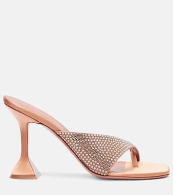 Shiona 95 crystal-embellished satin mules | Amina Muaddi
