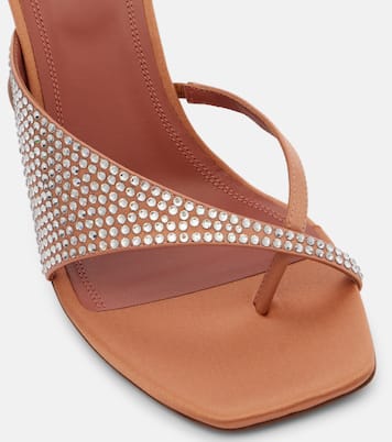 Shiona 95 crystal-embellished satin mules | Amina Muaddi
