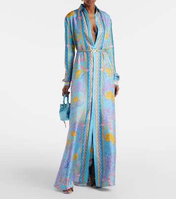 Robe longue Undersea Barocco en soie | Versace