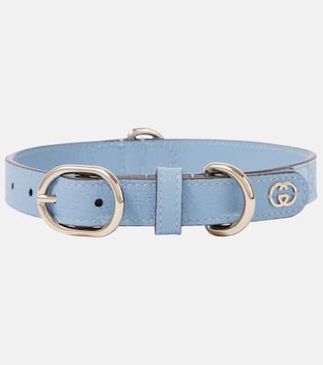 Collare per cani con finiture in pelle GG | Gucci