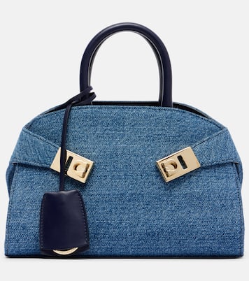 Hug Small denim tote bag | Ferragamo