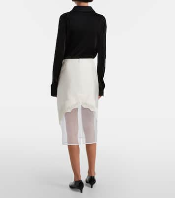 Lace-trimmed satin midi skirt | Jil Sander