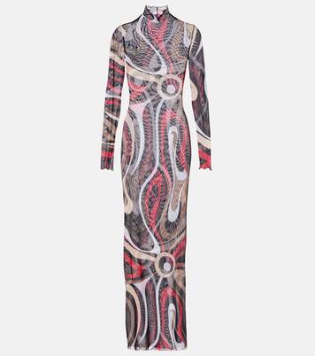 Printed tulle-trimmed jersey maxi dress | Pucci