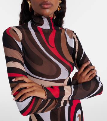 Printed tulle-trimmed jersey maxi dress | Pucci