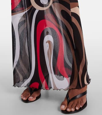 Printed tulle-trimmed jersey maxi dress | Pucci