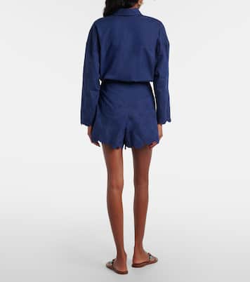 Embroidered floral cotton poplin shorts | Juliet Dunn