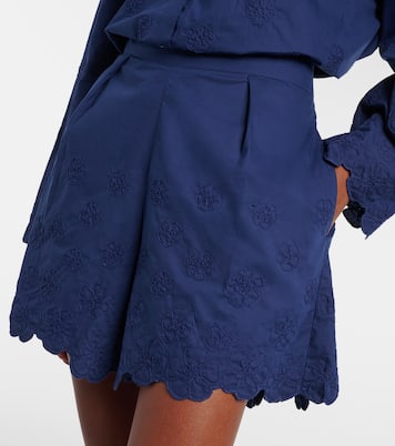 Embroidered floral cotton poplin shorts | Juliet Dunn
