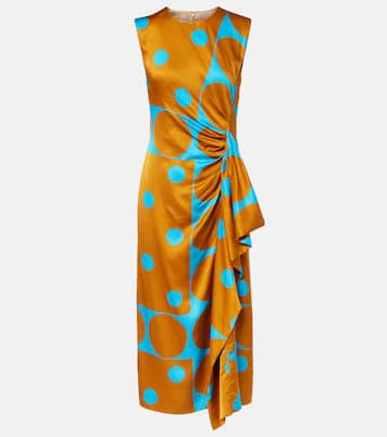 Draped printed satin midi dress | Dries Van Noten