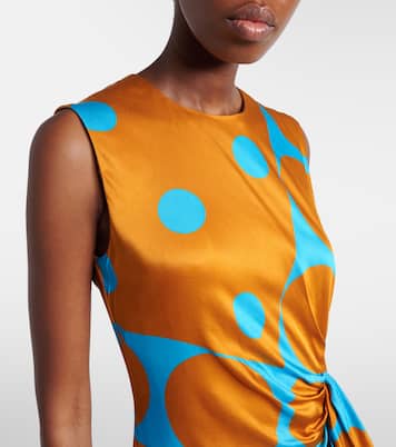 Draped printed satin midi dress | Dries Van Noten