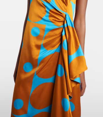 Draped printed satin midi dress | Dries Van Noten