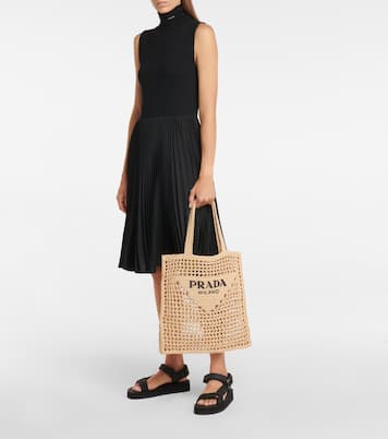 Cabas Small en raphia à logo | Prada