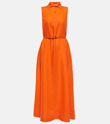 Belted linen midi dress | Loro Piana