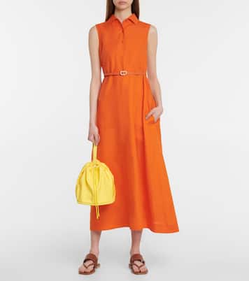 Belted linen midi dress | Loro Piana