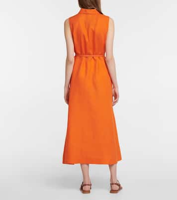 Belted linen midi dress | Loro Piana