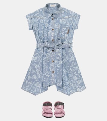 Embellished suede sandals | Brunello Cucinelli Kids