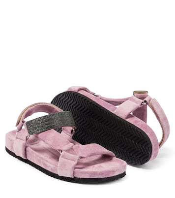 Embellished suede sandals | Brunello Cucinelli Kids