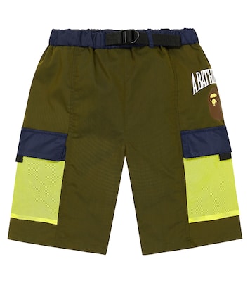 Logo mesh-trimmed cargo shorts | BAPE Kids