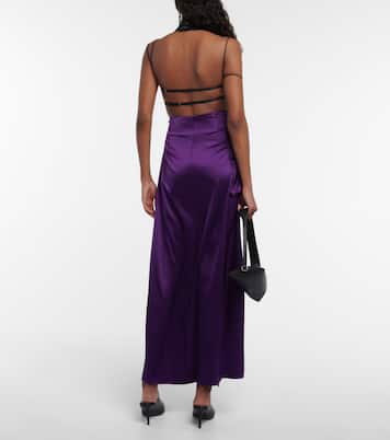 Asymmetric silk satin maxi skirt | Didu