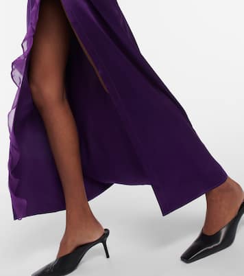 Asymmetric silk satin maxi skirt | Didu