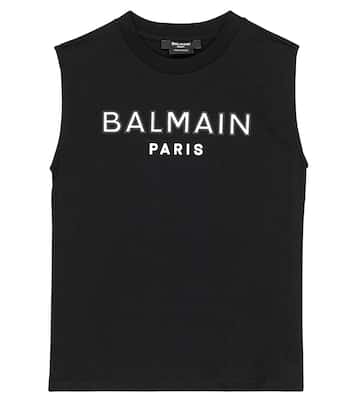 Top in jersey di cotone con logo | Balmain Kids