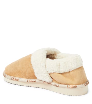 Slippers in suede con shearling sintetico | Chloé Kids
