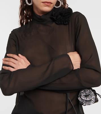 Blusa in seta con applicazione floreale | Magda Butrym