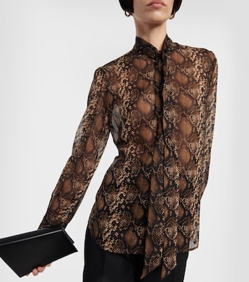 Blusa Carina de seda con efecto serpiente | Nili Lotan