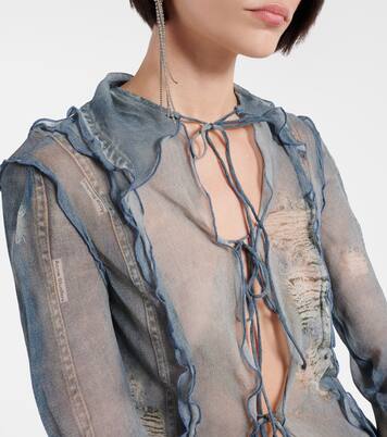 Distressed printed sheer top  | Acne Studios