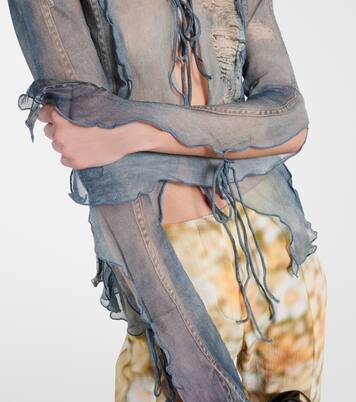 Distressed printed sheer top  | Acne Studios