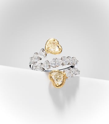 Bague Yellow Heart en or blanc 18 ct et diamants | Kamyen