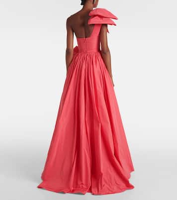 Vestido corto plisado de tafetán con lazos | Elie Saab