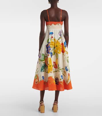 Vestido midi Flores de lino floral | Alémais