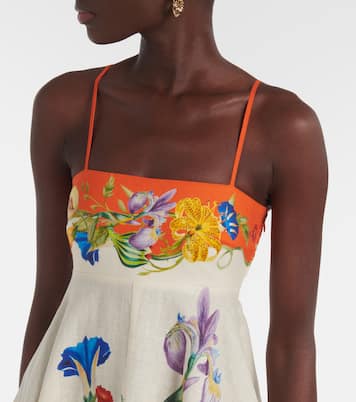 Vestido midi Flores de lino floral | Alémais