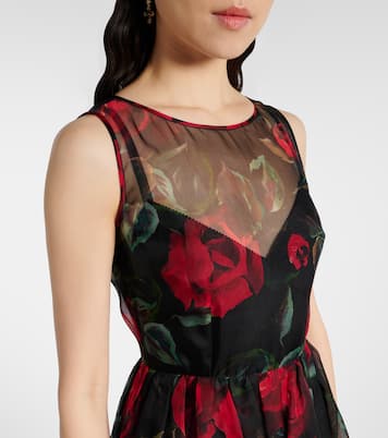 Abito midi in seta con stampa floreale | Dolce&Gabbana