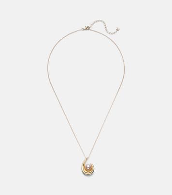 Pearl Curl 14kt gold pendant necklace with freshwater pearl | Mateo
