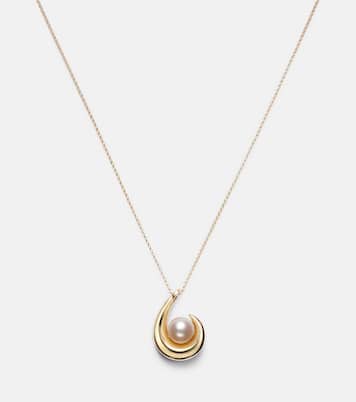 Pearl Curl 14kt gold pendant necklace with freshwater pearl | Mateo