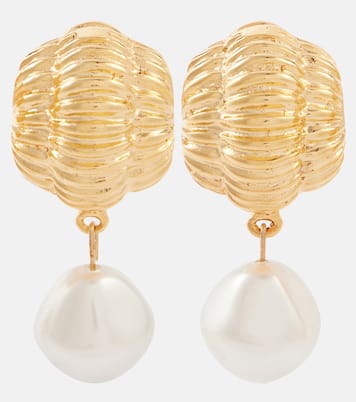 Pendientes Asha chapados en oro con perlas sintéticas | Jennifer Behr