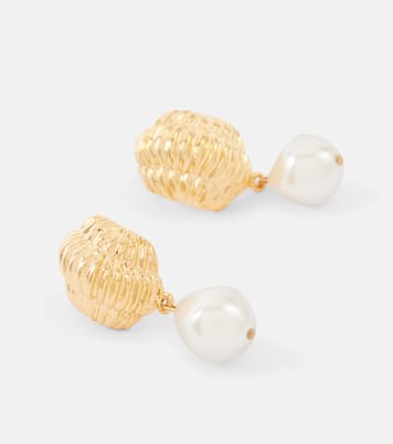 Pendientes Asha chapados en oro con perlas sintéticas | Jennifer Behr