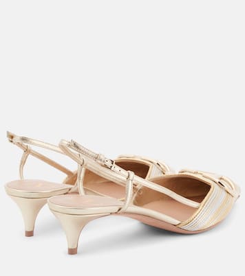 Escarpins slingback VLogo en cuir métallisé | Valentino Garavani