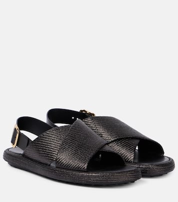 Woven leather-trimmed sandals | Tod's