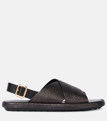 Woven leather-trimmed sandals | Tod's