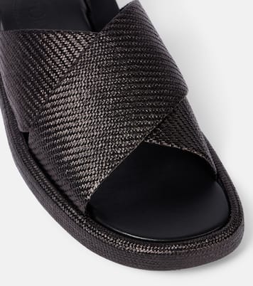 Woven leather-trimmed sandals | Tod's