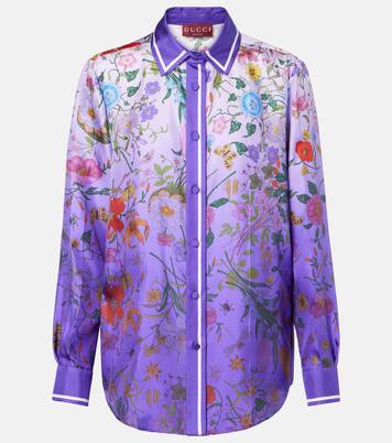 Camicia in seta con stampa floreale | Gucci